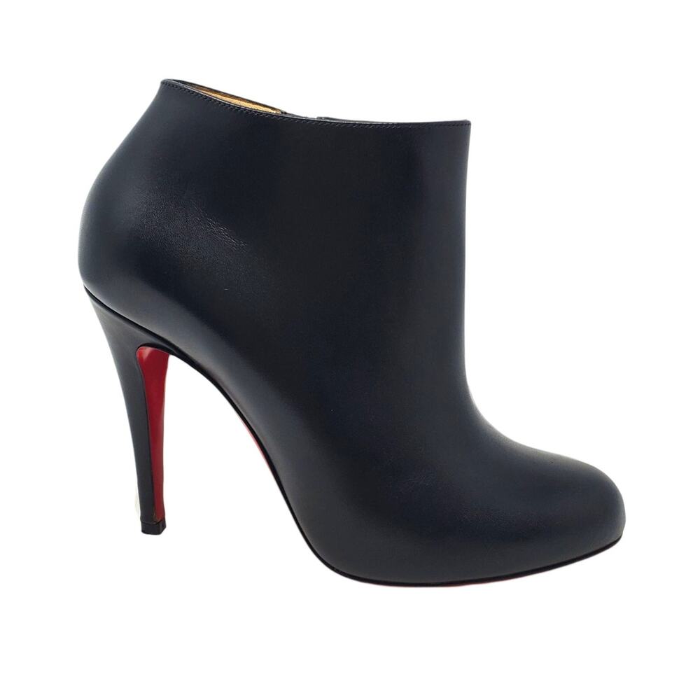 Christian Louboutin Belle 100 Ankle Boots Calf Leather Black Red-Sole Size 38